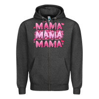 Charcoal Heather mama mama mama valentine's day Zipper Hoodie - LillyAllenDesigns