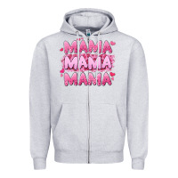 Heather Grey mama mama mama valentine's day Zipper Hoodie - LillyAllenDesigns