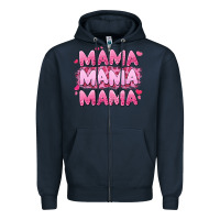 Navy mama mama mama valentine's day Zipper Hoodie - LillyAllenDesigns