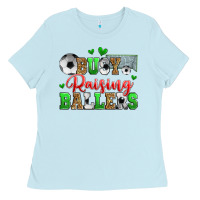 Baby Blue busy raising ballers soccer Ladies Tee - Zillion Design Studio