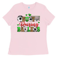 Bubblegum Pink busy raising ballers soccer Ladies Tee - Zillion Design Studio