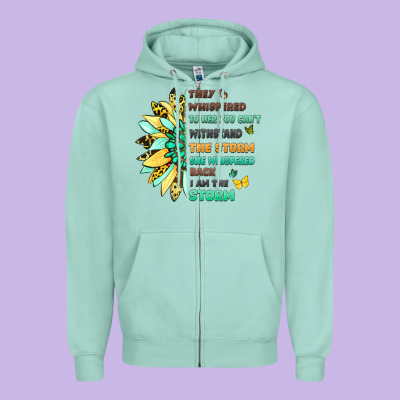 They Whispered To Her You Cant Withstand The Storm Zipper Hoodie Designed By Lillyallendesigns