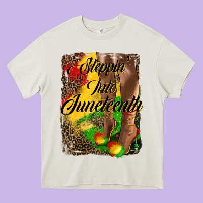 Steppin'  Into Juneteenth Heavy Core Tee Designed By Hra Design Shop