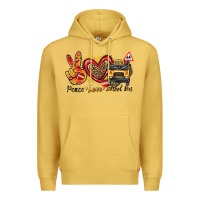 Antique Gold peace love school bus Premium Hoodie - texasbilliewilder