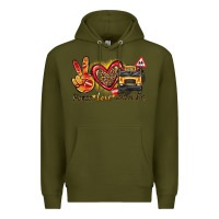 Army Green peace love school bus Premium Hoodie - texasbilliewilder