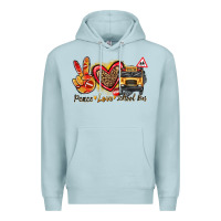 Blue Mist peace love school bus Premium Hoodie - texasbilliewilder