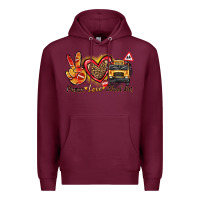Burgundy peace love school bus Premium Hoodie - texasbilliewilder