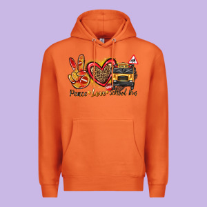 Peace Love School Bus Premium Hoodie Designed By Texasbilliewilder