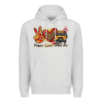 Dove Grey peace love school bus Premium Hoodie - texasbilliewilder