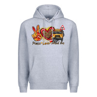 Heather Grey peace love school bus Premium Hoodie - texasbilliewilder