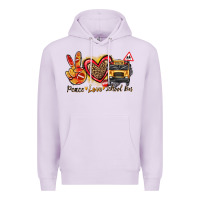 Lilac peace love school bus Premium Hoodie - texasbilliewilder