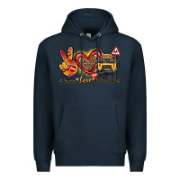 Navy peace love school bus Premium Hoodie - texasbilliewilder