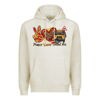 Oatmeal Heather peace love school bus Premium Hoodie - texasbilliewilder