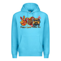 Ocean Blue peace love school bus Premium Hoodie - texasbilliewilder