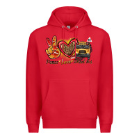 Red peace love school bus Premium Hoodie - texasbilliewilder