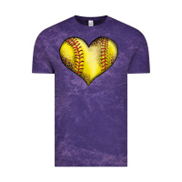 Cloud Purple softball heart Vintage Tee - LillyAllenDesigns