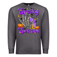 Charcoal Heather Spooky Season On Premium Sweatshirt - texasbilliewilder