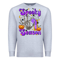 Heather Grey Spooky Season On Premium Sweatshirt - texasbilliewilder
