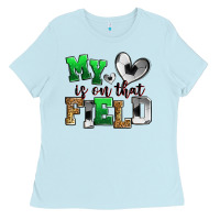 Baby Blue my heart is on that field soccer Ladies Tee - Zillion Design Studio