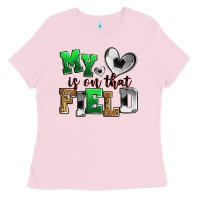 Bubblegum Pink my heart is on that field soccer Ladies Tee - Zillion Design Studio
