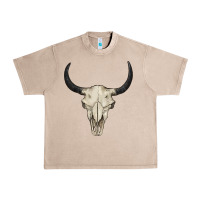 French Oak bull skull Urban Heavy Tee - BarkalooDesign
