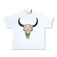 White bull skull Urban Heavy Tee - BarkalooDesign
