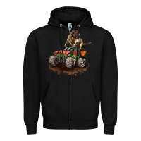 Black monster truck and t rex dinosaur Zipper Hoodie - LillyAllenDesigns