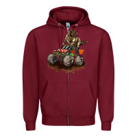 Burgundy monster truck and t rex dinosaur Zipper Hoodie - LillyAllenDesigns
