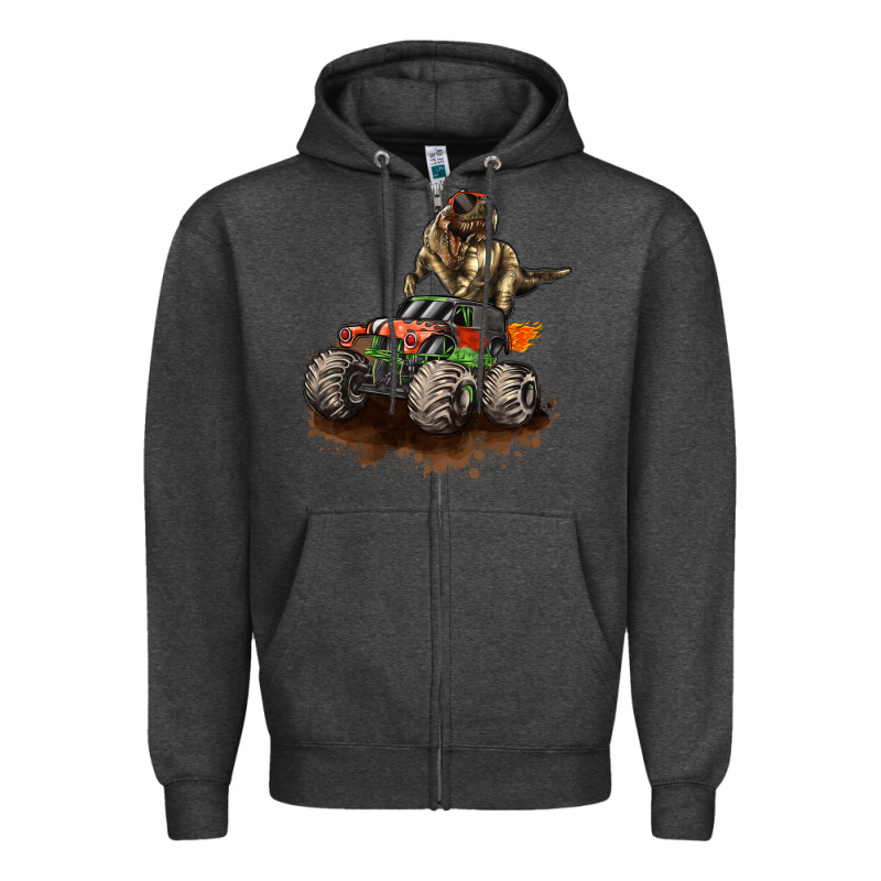 Monster Truck And T Rex Dinosaur Zipper Hoodie by LillyAllenDesigns | Teevron