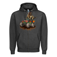 Charcoal Heather monster truck and t rex dinosaur Zipper Hoodie - LillyAllenDesigns