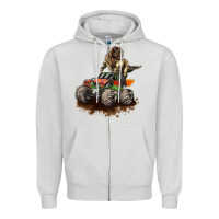 Dove Grey monster truck and t rex dinosaur Zipper Hoodie - LillyAllenDesigns