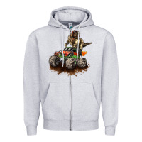 Heather Grey monster truck and t rex dinosaur Zipper Hoodie - LillyAllenDesigns