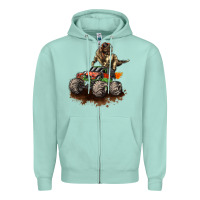 Seafoam monster truck and t rex dinosaur Zipper Hoodie - LillyAllenDesigns