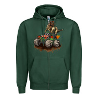Sports Green monster truck and t rex dinosaur Zipper Hoodie - LillyAllenDesigns