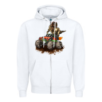 White monster truck and t rex dinosaur Zipper Hoodie - LillyAllenDesigns