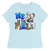 Baby Blue my heart is on that field baseball Ladies Tee - Zillion Design Studio