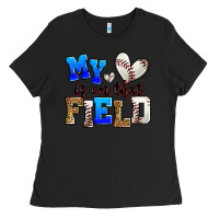 Black my heart is on that field baseball Ladies Tee - Zillion Design Studio