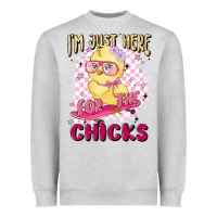 Heather Grey i'm just here for the chicks Heavyweight Sweatshirt - MaliasSmallBusiness