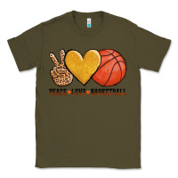 Army Green peace love basketball Classic Tee - AdoDesignShop