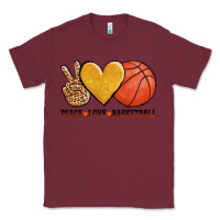 Burgundy peace love basketball Classic Tee - AdoDesignShop