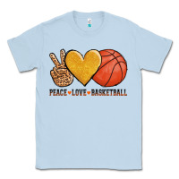 Dusty Blue peace love basketball Classic Tee - AdoDesignShop