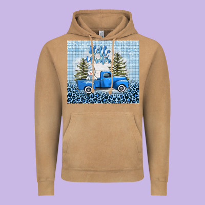 Hello Winter Snowman Truck Vintage Hoodie Designed By Adodesignshop