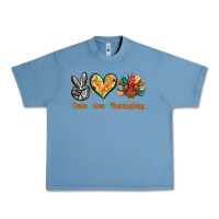 Pebble Blue peace love thanksgiving Urban Heavy Tee - BarkalooDesign