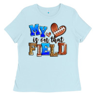 Baby Blue my heart is on that field american football Ladies Tee - Zillion Design Studio