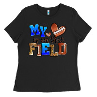 Black my heart is on that field american football Ladies Tee - Zillion Design Studio