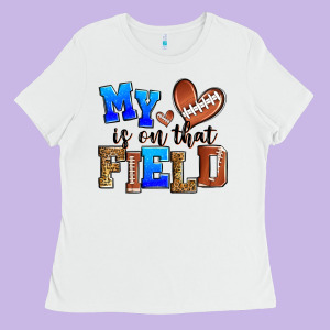 My Heart Is On That Field American Football Ladies Tee Designed By Zillion Design Studio