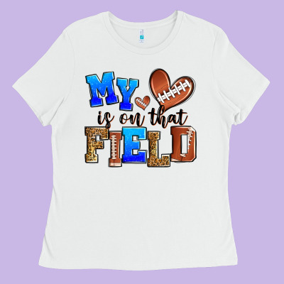 My Heart Is On That Field American Football Ladies Tee Designed By Zillion Design Studio