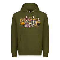 Army Green farm animals school bus Premium Hoodie - texasbilliewilder