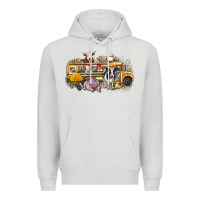 Dove Grey farm animals school bus Premium Hoodie - texasbilliewilder