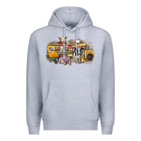 Heather Grey farm animals school bus Premium Hoodie - texasbilliewilder